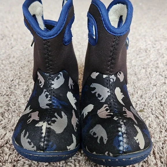 GUC Bogs Neoprene Waterproof Winter Snow Boots Baby Polar Bear Print Blue Size 7 - Picture 3 of 12